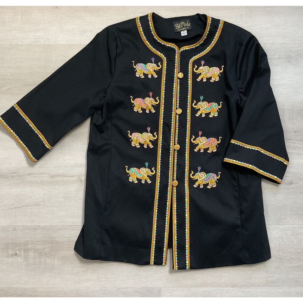 Bob Mackie Wearable Art Embroidered Elephant Jacket Womens Medium